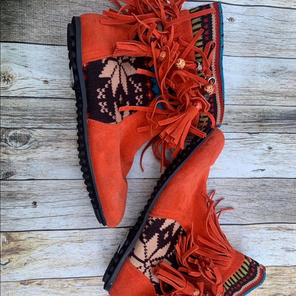 “Forever” Orange Fringe Booties